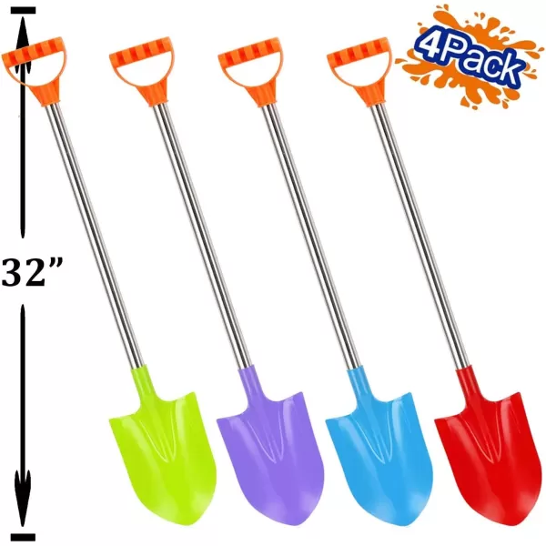 imageLiberty Imports 32Inch Heavy Duty Stainless Steel Kids Beach Diggers Sand Scoop Shovels with Plastic Spade and Handle for Summer Outdoors Party Bundle  4 Pack Diggers