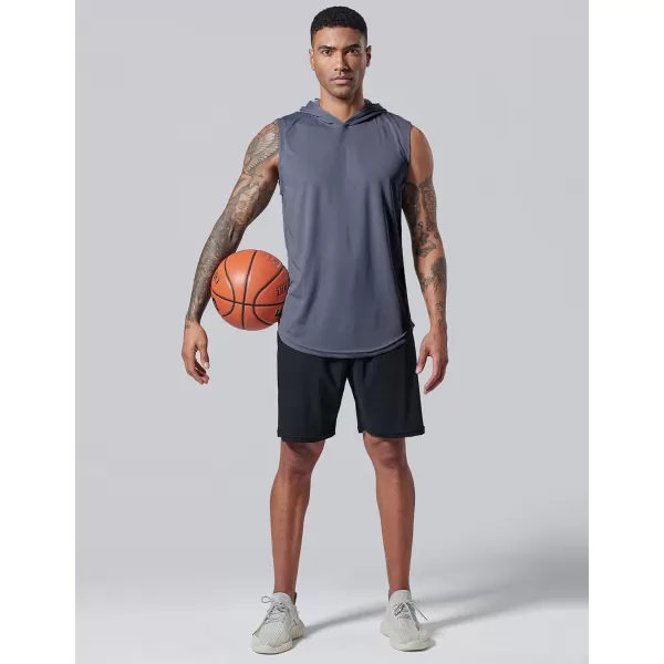 imageLiberty Imports 3Pack Sleeveless Gym Hoodie for Men Workout Shirts Muscle Hooded Tank Tops Athletic ApparelBlueDark GrayRed