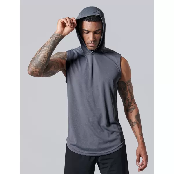 imageLiberty Imports 3Pack Sleeveless Gym Hoodie for Men Workout Shirts Muscle Hooded Tank Tops Athletic ApparelBlueDark GrayRed