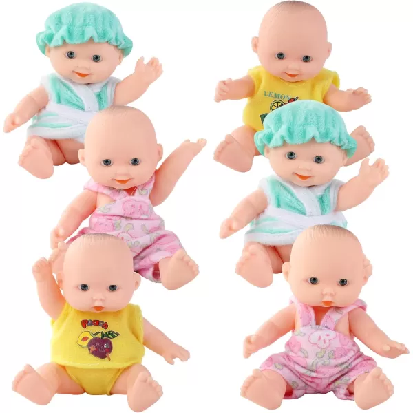 imageLiberty Imports 6 PCS Mini Baby Newborn Dolls Collection  Includes Cradle High Chair Walker Swing Bathtub and Infant Seat Pretend Toys Playset for Kids