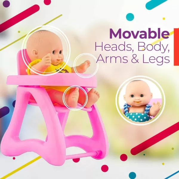 imageLiberty Imports 6 PCS Mini Baby Newborn Dolls Collection  Includes Cradle High Chair Walker Swing Bathtub and Infant Seat Pretend Toys Playset for Kids