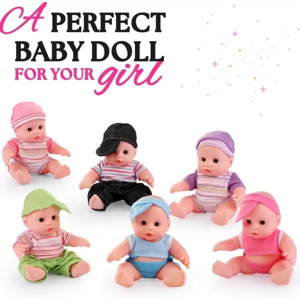 imageLiberty Imports 6 Pack  Baby Dolls Cute Little Vinyl 8quot Infant Dolls Mini Nursery Toys for Girls Kids Toddlers  Bulk Gift Bundle Party Favors Supplies