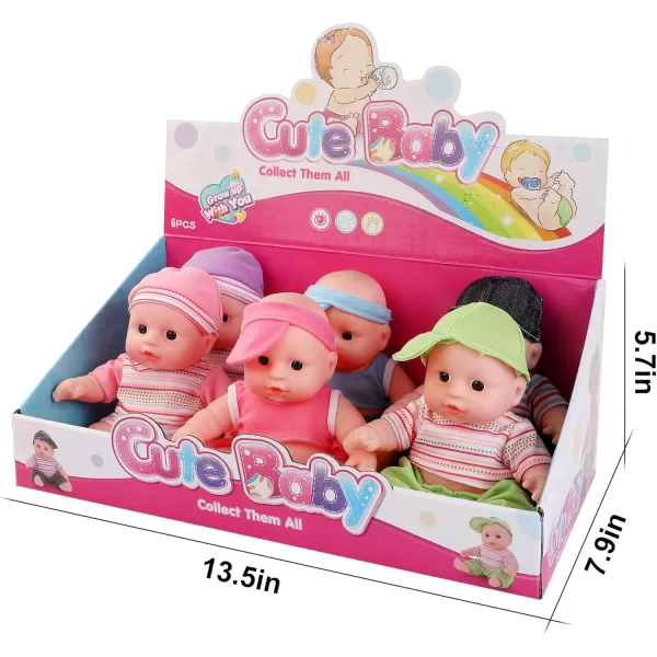 imageLiberty Imports 6 Pack  Baby Dolls Cute Little Vinyl 8quot Infant Dolls Mini Nursery Toys for Girls Kids Toddlers  Bulk Gift Bundle Party Favors Supplies