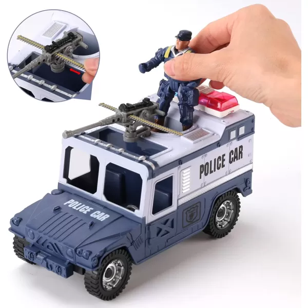 imageLiberty Imports 8 PCS Police Rescue Patrol Toy Vehicles and Figures Playset  Helicopter SWAT Truck Motorcycle Action Figures K9 Weapons and Accessories for Kids Imaginative Pretend Play