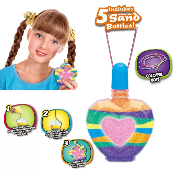 imageLiberty Imports Create Your Own Sand Art Kit DIY Arts and Crafts Activity  Includes 1 Glow Sand 5 Sand Art Bottles 5 Bright Sand Colors Designing Tool ampamp More