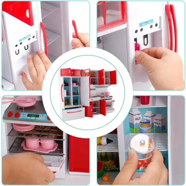 imageLiberty Imports Gourmet Red Doll Modern Kitchen Mini Toy Playset with Lights and Sounds Perfect for 12 Inch Dolls