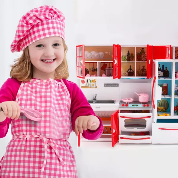 imageLiberty Imports Gourmet Red Doll Modern Kitchen Mini Toy Playset with Lights and Sounds Perfect for 12 Inch Dolls