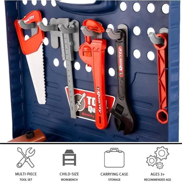 imageLiberty Imports Kids Toy Tool Workbench with Realistic Tools and Electric Drill  68 Pcs Pretend Play Construction Workshop Toolbench STEM Building Toys