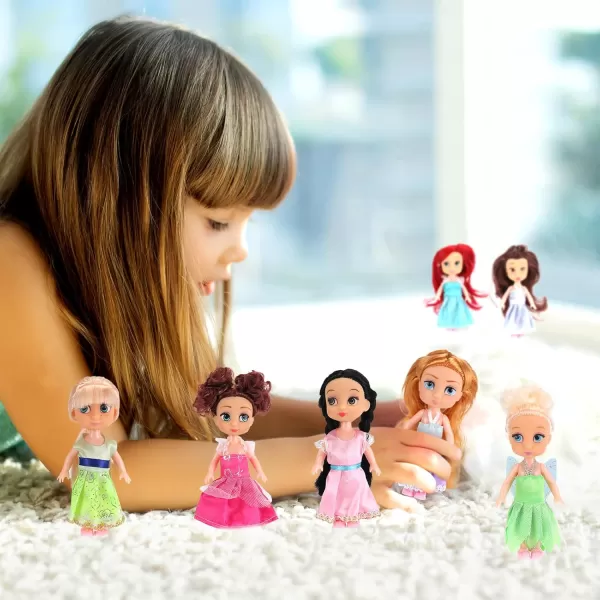 imageLiberty Imports Little Royal Princess Toddler Dolls with Dresses Girls Imaginative Pretend Play Small Dolls Party Favors Collection 6 Pack12 Pk  5