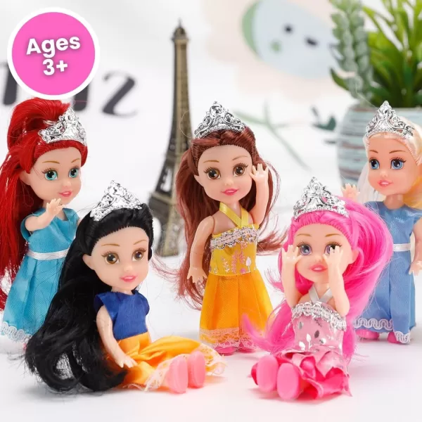 imageLiberty Imports Little Royal Princess Toddler Dolls with Dresses Girls Imaginative Pretend Play Small Dolls Party Favors Collection 6 Pack6 Pack