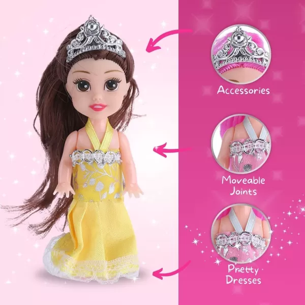 imageLiberty Imports Little Royal Princess Toddler Dolls with Dresses Girls Imaginative Pretend Play Small Dolls Party Favors Collection 6 Pack6 Pack