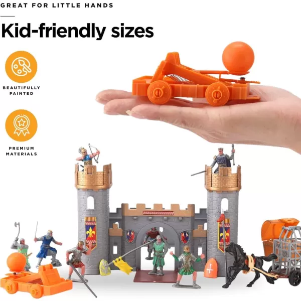 imageLiberty Imports Medieval Castle Kingdom Knights Action Figure Toy Army Playset with Castle Figurines Catapult and Acessories Kids Playset in Storage Bucket