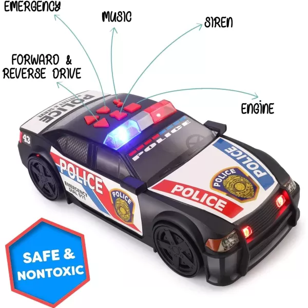imageLiberty Imports Motorized Police Cruiser Kids Toy Cop Car Electric Model Rush ampamp Rescue Vehicle 116 Scale with Button Activated Forward Reverse Motion Siren Sounds and Flashing Lights