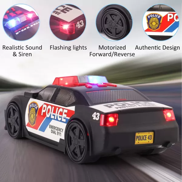 imageLiberty Imports Motorized Police Cruiser Kids Toy Cop Car Electric Model Rush ampamp Rescue Vehicle 116 Scale with Button Activated Forward Reverse Motion Siren Sounds and Flashing Lights
