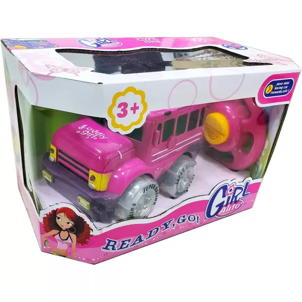 imageLiberty Imports My First RC Car for Girls  Pink ampamp Purple 2CH Racer with Music Lights and Easy Controls Ideal for Kids and Toddlers School Bus Design