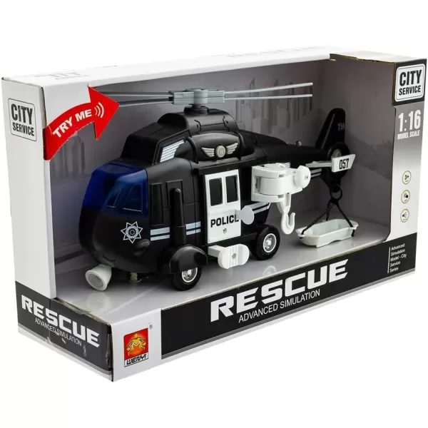 imageLiberty Imports Police Rescue Helicopter Friction Powered Toy Vehicle for Boys  Push and Go Chopper with Pretend Play Action Lights and SoundsPolice