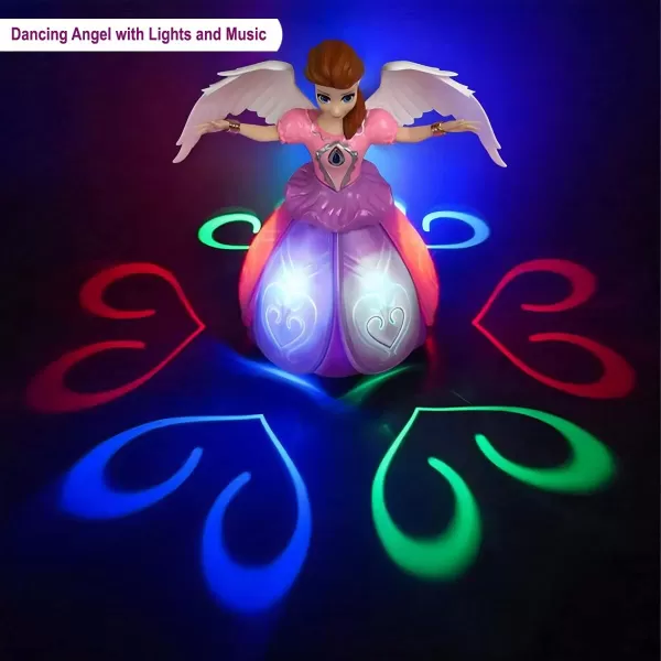 imageLiberty Imports Princess Musical Dancing Angel Doll with 3D LED Lights Music and 360 Spinning  Bump and Go Electric Musical Fairy Girl Toy for Kids