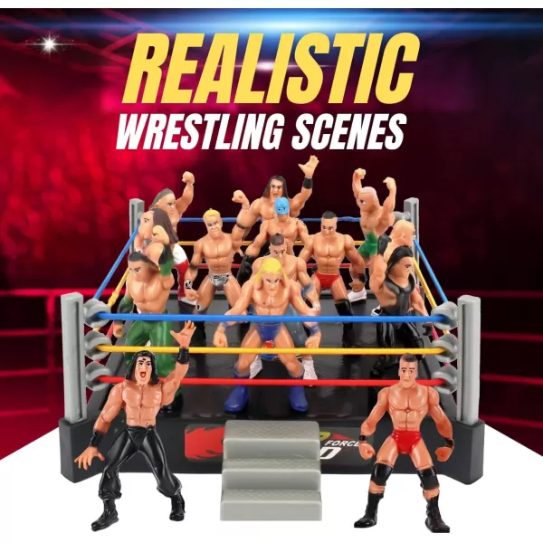 imageLiberty Imports Ultimate 32Piece Wrestling Miniature Toys for Kids Pretend Play Wrestler Figures with 2 Rings ampamp Realistic Accessories for Boys and Girls Great for Cake Toppers Parties