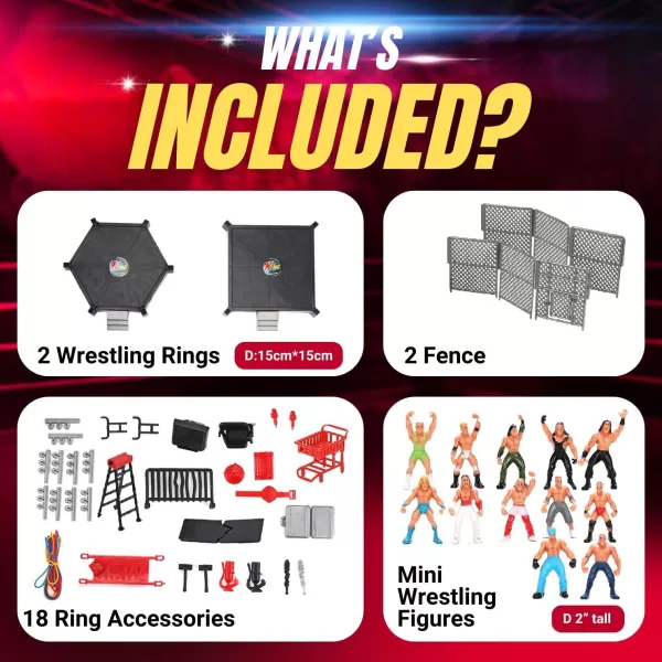 imageLiberty Imports Ultimate 32Piece Wrestling Miniature Toys for Kids Pretend Play Wrestler Figures with 2 Rings ampamp Realistic Accessories for Boys and Girls Great for Cake Toppers Parties