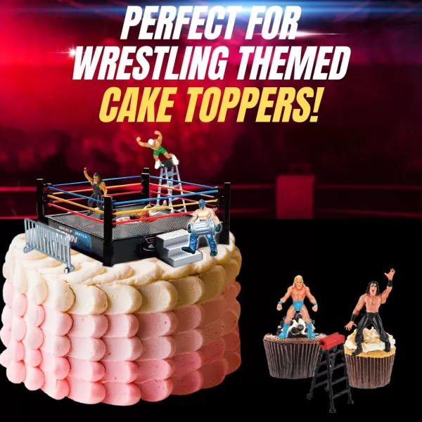 imageLiberty Imports Ultimate 32Piece Wrestling Miniature Toys for Kids Pretend Play Wrestler Figures with 2 Rings ampamp Realistic Accessories for Boys and Girls Great for Cake Toppers Parties