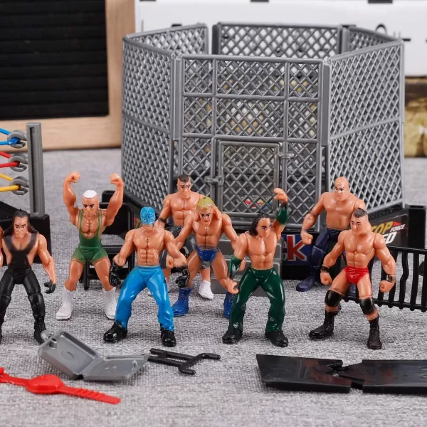 imageLiberty Imports Ultimate 32Piece Wrestling Miniature Toys for Kids Pretend Play Wrestler Figures with 2 Rings ampamp Realistic Accessories for Boys and Girls Great for Cake Toppers Parties