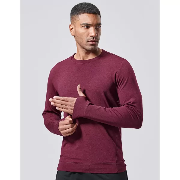 imageLiberty Pro 3Pack Thermal Fleece Active Long Sleeve Shirts for Men Athletic Crewneck Pullover SweatshirtsBlueBurgundyCharcoal