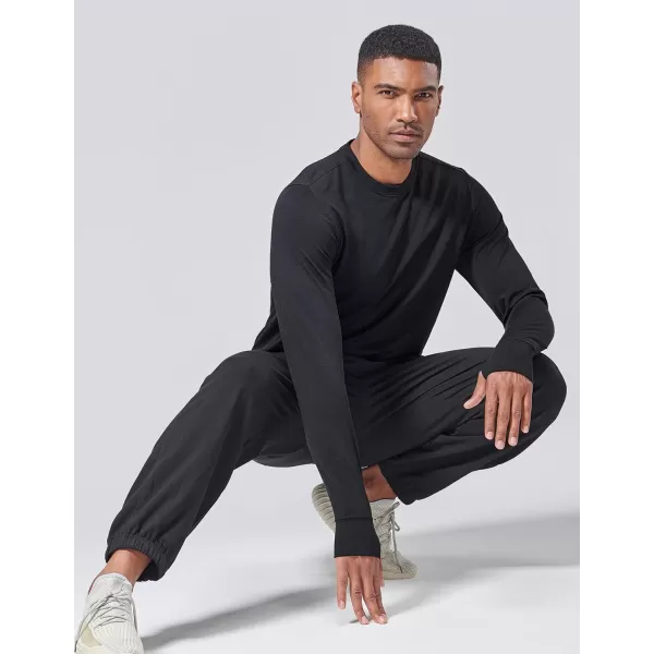 imageLiberty Pro 3Pack Thermal Fleece Active Long Sleeve Shirts for Men Athletic Crewneck Pullover SweatshirtsGrayBlackWhite