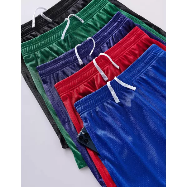 imageLiberty Pro 5 Pack Mens Athletic Shorts 9quot Mesh Basketball Shorts Men Active Gym Shorts with PocketsBlackPurpleRedGreenDeep Royal