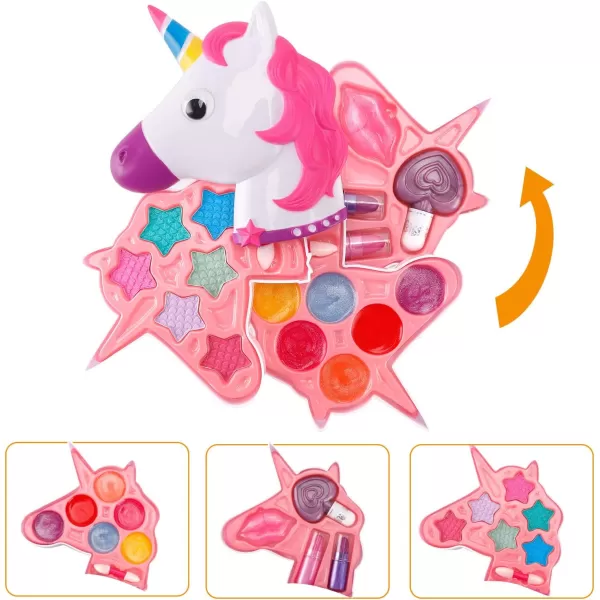 imagePetite Girls Cosmetics Play Set  Washable and Non Toxic  Princess Real Makeup Kit with Case  Ideal Gift for Kids Unicorn