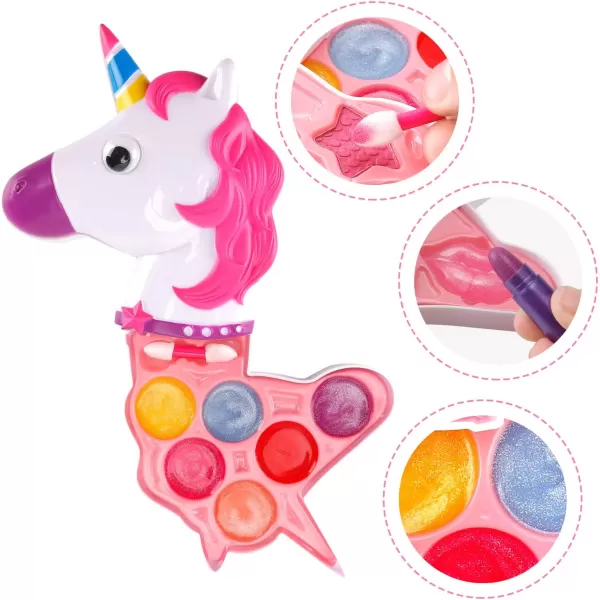 imagePetite Girls Cosmetics Play Set  Washable and Non Toxic  Princess Real Makeup Kit with Case  Ideal Gift for Kids Unicorn