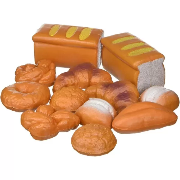 image12 PCS Fake Bread Pastries Set Life Sized Plastic Pretend Play Food Toy Kids Bakery Grocery Kitchen Playset