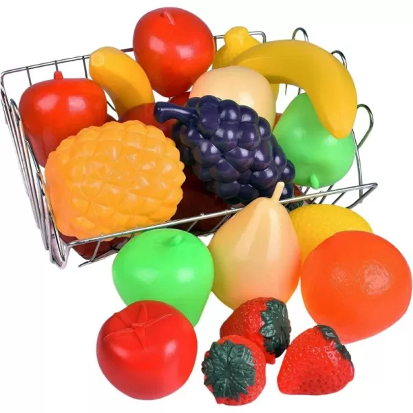 image20 Pieces Play Fruits Playset  LifeSized Toy Food for Kids Kitchen Healthy Farmers Market Grocery Pretend Play Plastic Toy Set for Toddlers