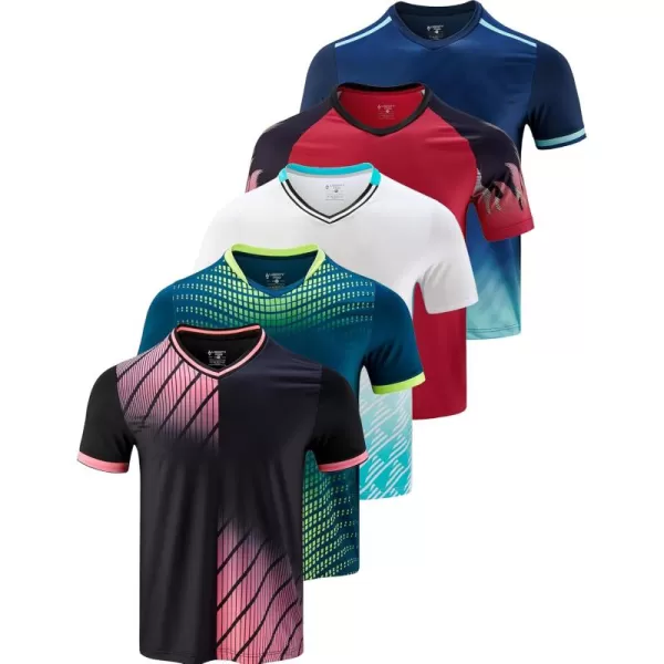 image5 Pack Mens VNeck Dry Fit TShirts Active Athletic Short Sleeve Workout Tops Performance Gym Tees Available in Plus SizeBlackNavyRedWhiteDark Teal