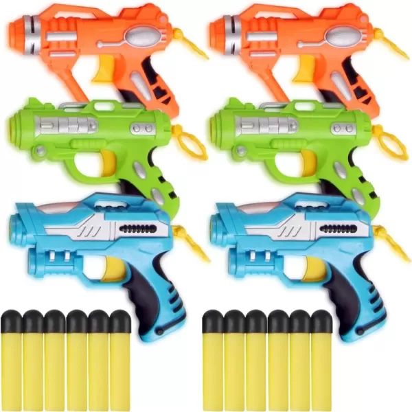 image6 Pack Mini Foam DartFiring Blasters Micro Toy Guns with 36 Darts  Multi Pack Nerf Compatible Bulk Party Favors Supplies for Kids