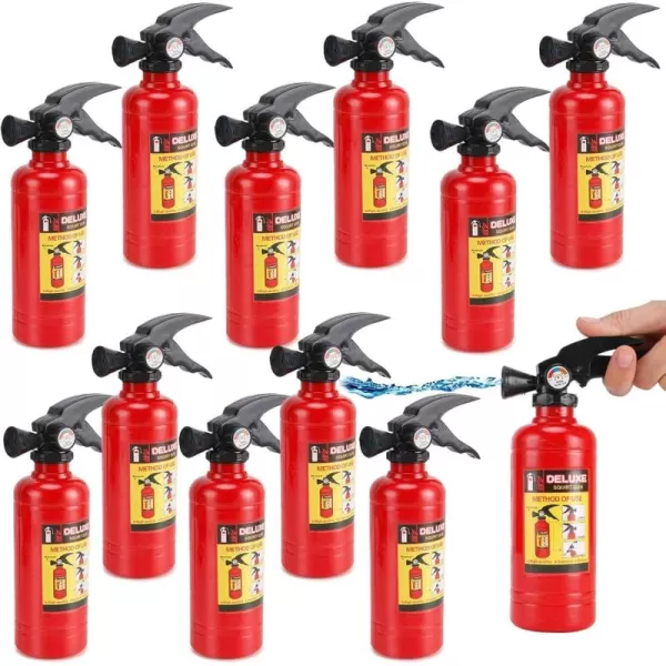 image7 Inch Fire Extinguisher Squirt Toys  12 Pack  Firefighter Water Guns with Realistic Design  Fun Fireman Squirters for Kids Party Favors