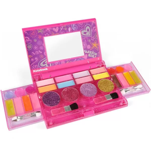imageKids Washable Makeup Kit Fold Out Cosmetic Vanity Palette with Mirror Make Up Toy Beauty Kit for Girls Pretend Play  Safety Tested  Non Toxic