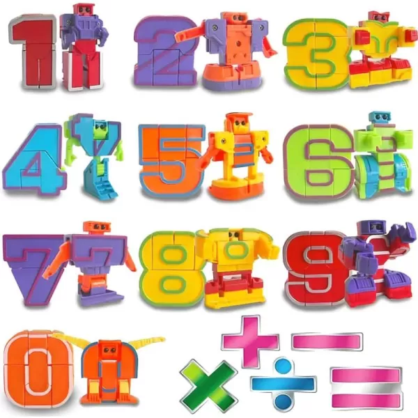 imageLiberty Imports 15 PCS Number Robots Transforming Toys Set  Math Counting Numerical Transform Robot Figures Educational STEM Learning Bots for Kids