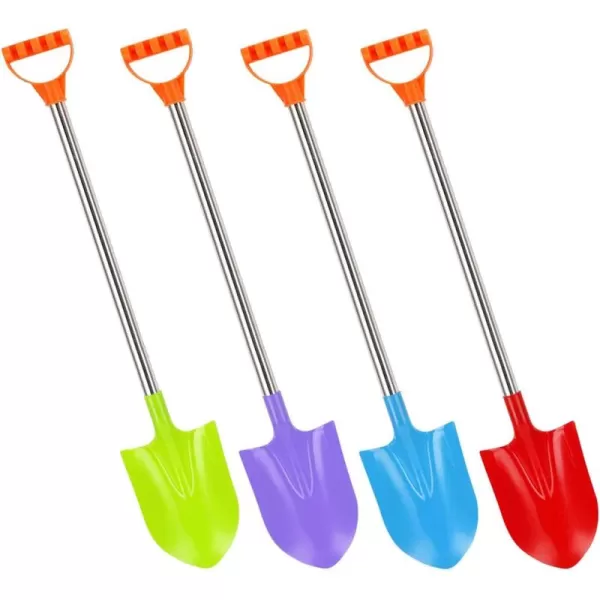 imageLiberty Imports 32Inch Heavy Duty Stainless Steel Kids Beach Diggers Sand Scoop Shovels with Plastic Spade and Handle for Summer Outdoors Party Bundle  4 Pack Diggers