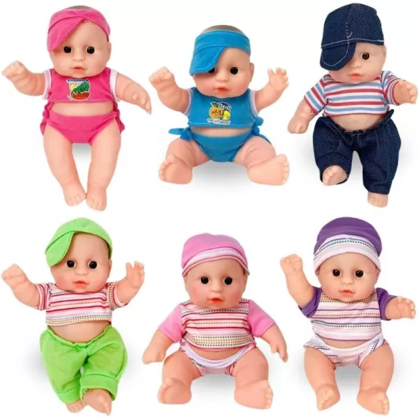 imageLiberty Imports 6 Pack  Baby Dolls Cute Little Vinyl 8quot Infant Dolls Mini Nursery Toys for Girls Kids Toddlers  Bulk Gift Bundle Party Favors Supplies