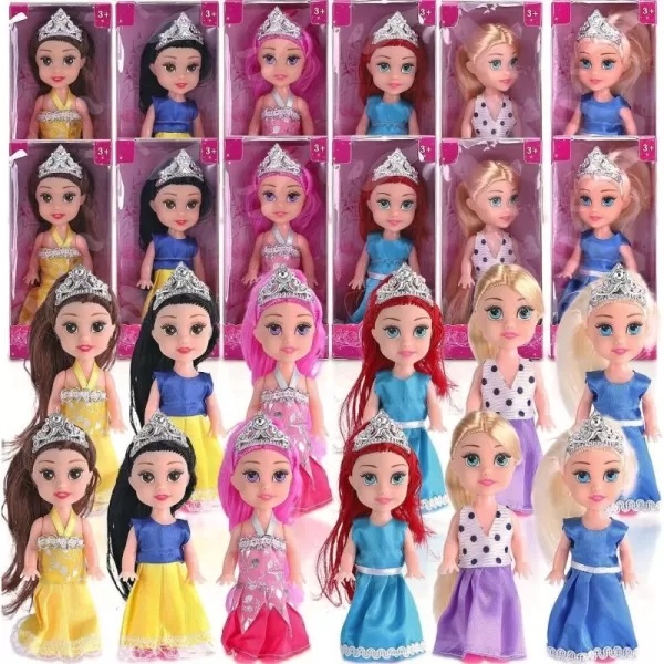 imageLiberty Imports Little Royal Princess Toddler Dolls with Dresses Girls Imaginative Pretend Play Small Dolls Party Favors Collection 6 Pack12 Pack