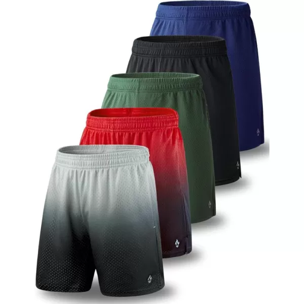 imageLiberty Pro 5 Pack Mens Athletic Shorts 9quot Mesh Basketball Shorts Men Active Gym Shorts with PocketsGrayRedBlackNavySage Green