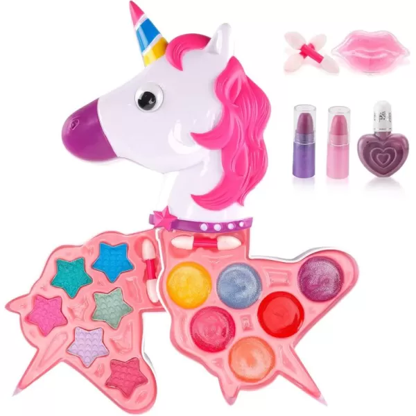 imagePetite Girls Cosmetics Play Set  Washable and Non Toxic  Princess Real Makeup Kit with Case  Ideal Gift for Kids Unicorn