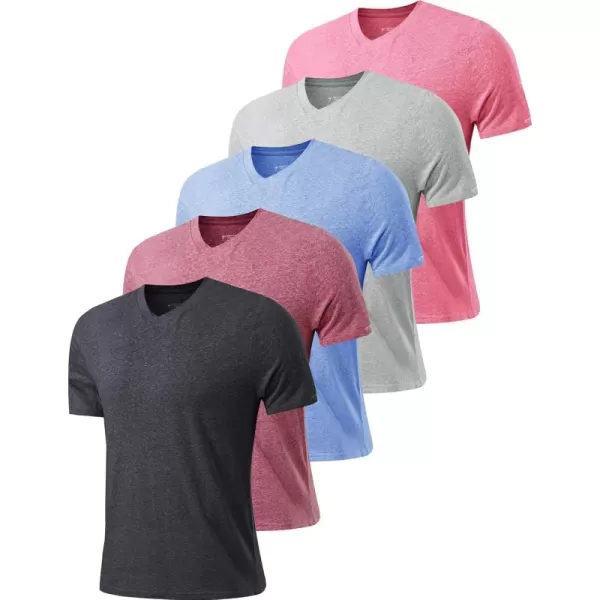 imageLiberty Imports 5 Pack Cotton Blend V Neck T Shirts for Men Plain Short Sleeve Casual Multipack Tees