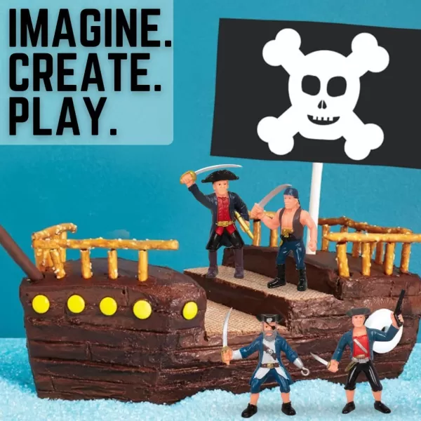 image8 Piece Pirate Action Figures Playset in Assorted Poses and Weapons Fun Pirate Men Party Favor for Kids 35 inch