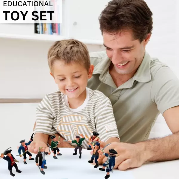 image8 Piece Pirate Action Figures Playset in Assorted Poses and Weapons Fun Pirate Men Party Favor for Kids 35 inch