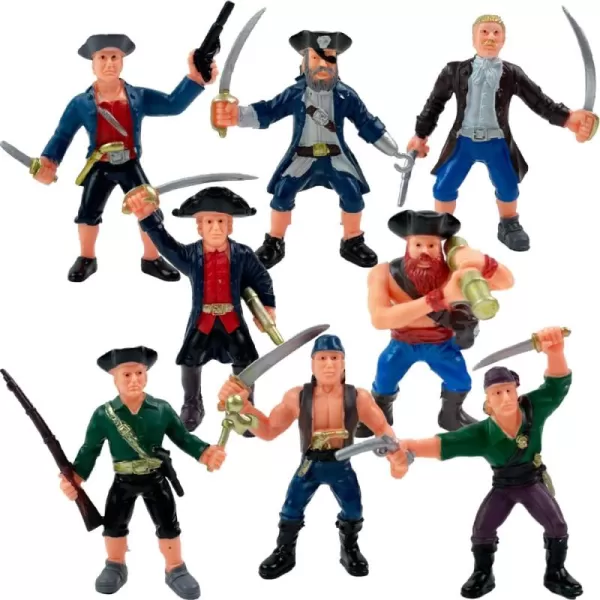 image8 Piece Pirate Action Figures Playset in Assorted Poses and Weapons Fun Pirate Men Party Favor for Kids 35 inch