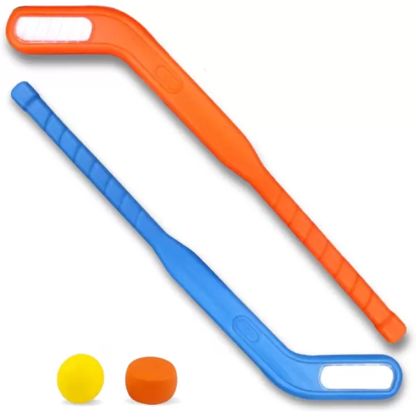 imageKids Floor Hockey Stick Set  29quot Youth Indoor Outdoor Toys Sports Starter Set with Plastic Puck and Ball for Toddlers Children Ages 37 2 Pack2 Pack