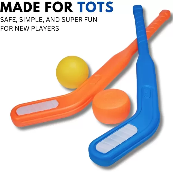 imageKids Floor Hockey Stick Set  29quot Youth Indoor Outdoor Toys Sports Starter Set with Plastic Puck and Ball for Toddlers Children Ages 37 2 Pack6 Pack