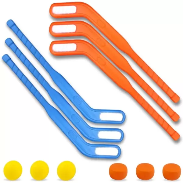 imageKids Floor Hockey Stick Set  29quot Youth Indoor Outdoor Toys Sports Starter Set with Plastic Puck and Ball for Toddlers Children Ages 37 2 Pack6 Pack