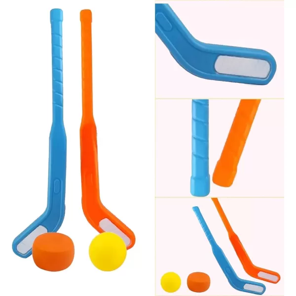 imageKids Floor Hockey Stick Set  29quot Youth Indoor Outdoor Toys Sports Starter Set with Plastic Puck and Ball for Toddlers Children Ages 37 2 Pack6 Pack